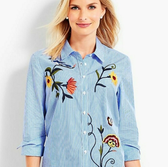 TALBOTS Cotton Embroidered Blouse - Picture 4 of 7